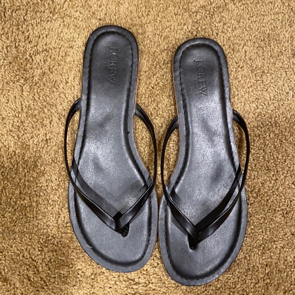 Gently used black leather sandal - JCrew Size 9